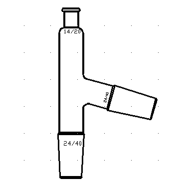 75°蒸馏头,上磨口:14/20,下磨口:24/40,侧磨口:24/40