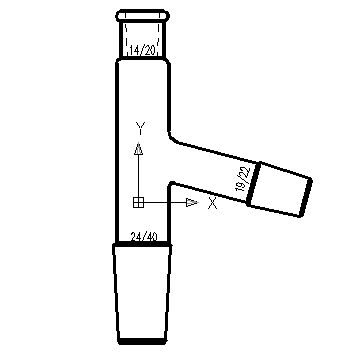 75°蒸馏头,上磨口:14/20,下磨口:24/40,侧磨口:19/22