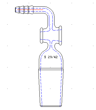 90°抽气接头,具四氟节门塞,磨口:29/42