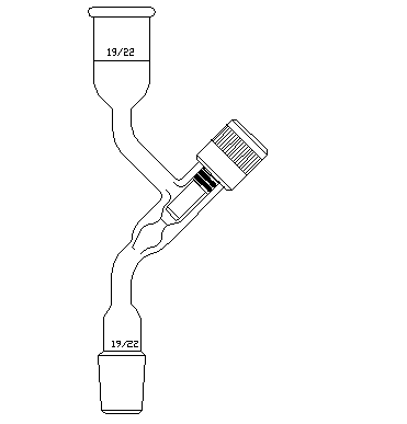 溶剂转移接头,4mm高真空阀,19/22,总高×宽:160×75mm