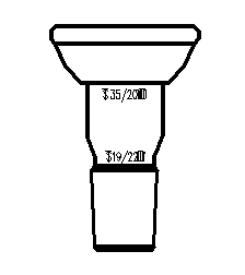 球碗与标准磨口互换接头,上球碗:35/20,下磨口:19/22