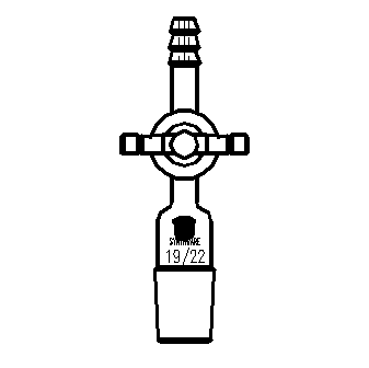 直型抽气接头,具四氟节门,19/22,2mm节门孔径