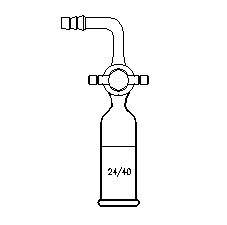 90°抽气接头,内磨口,具四氟节门,24/40,2mm节门孔径