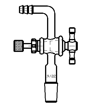 90°接头,精细可调四氟节门,19/22,节门2mm