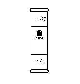 双内磨口连接接头,19/22,磨口间距(不含磨口):90mm