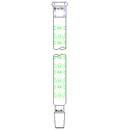 垂刺分馏柱,长度:75mm,磨口:14/20