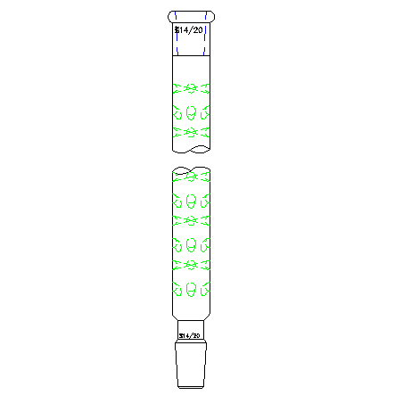 垂刺分馏柱,长度:100mm,磨口:14/20