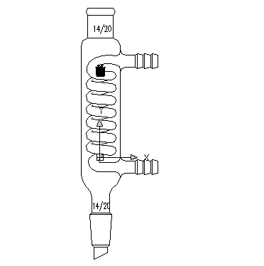 蛇型冷凝器,14/20,有效长度:100mm,φ8mm小咀