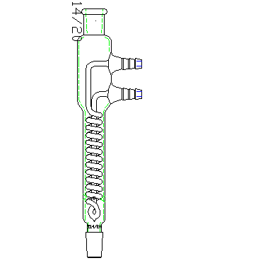 蛇型回流冷凝器,高效,14/20,夹层长180mm,φ8mm小咀