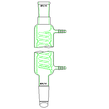 具夹层蛇型冷凝器,29/42,夹层长400mm,φ10mm小咀