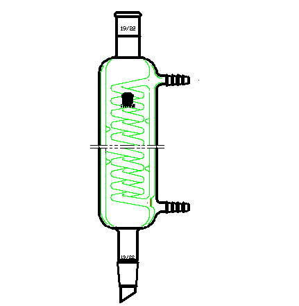 具夹层蛇型冷凝器,19/22,夹层长250mm,φ10mm小咀