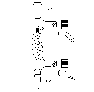 格氏蛇型冷凝器,14/20,有效长:120mm,φ8mm可拆式小咀