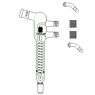 回流冷凝器,105°,具可拆式小咀,14/20