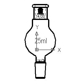 连续蒸馏球,14/20,25ml,球外径:42mm,总高:98mm