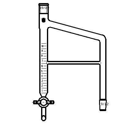 分水蒸馏接受管,10mL,19/22,高×宽:190×75