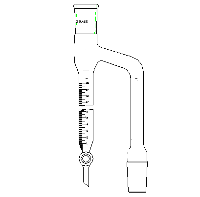 分水蒸馏接受管,20mL,29/42,高×宽:325×95Water Distillation Receiver Tube, 20mL, 29/42, Height × Width: 325×95