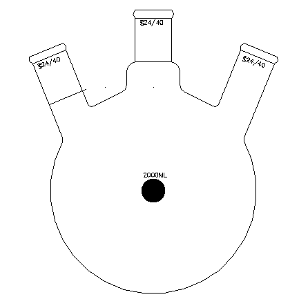 斜三口球瓶,厚壁高强度,中间磨口:24/40,侧磨口:24/40,1000ml