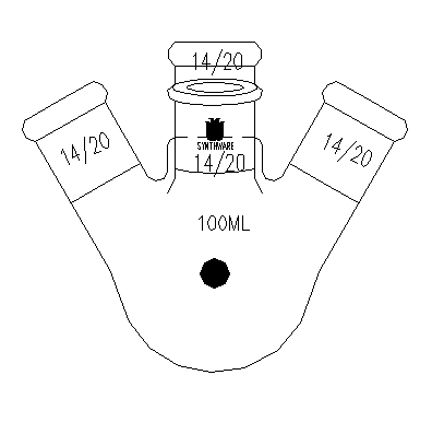 侧边具罗纹口的四口圆底烧瓶,中心磨口:45/50,侧磨:24/40,2000mL