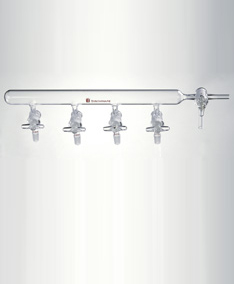 单排管真空气体分配器,实心玻璃节门,24/40,右T型节门